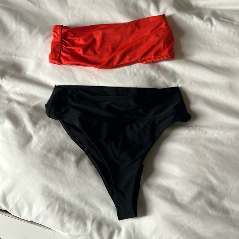 VS bandeau + F21 hi-waist bikini
